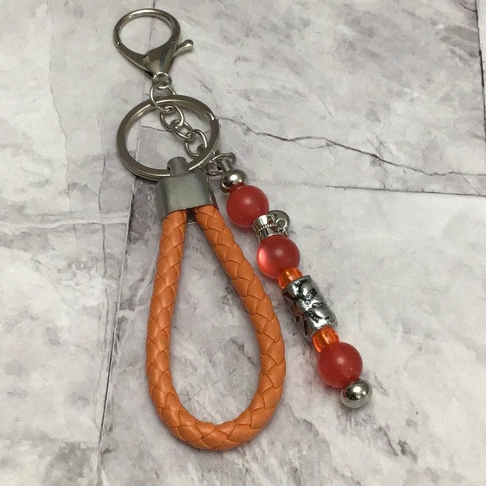 Orange Braided Rope Bag Charm